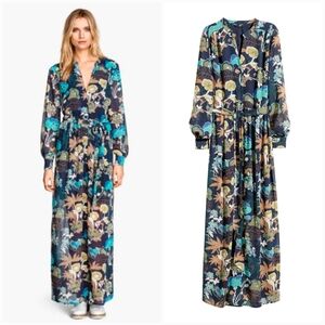 H&M Conscious Oversized Floral Full Length Maxi Tropical Print Shirt Dress 10